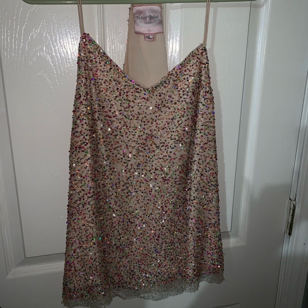 Designer Romeo & Juliet Couture Sequin Halter Top